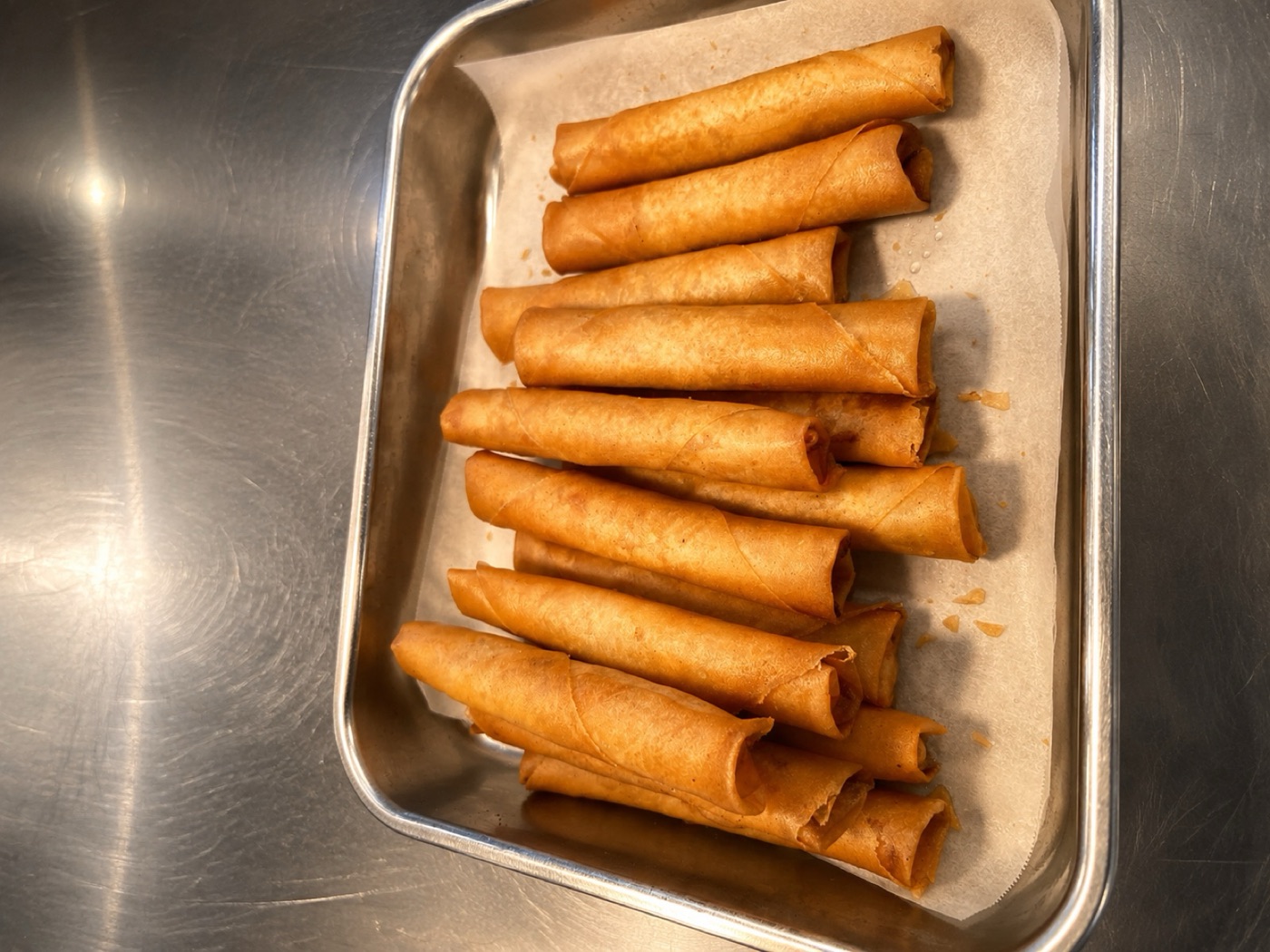 A tray of golden fried spring rolls at Asian Tucker in Tanunda